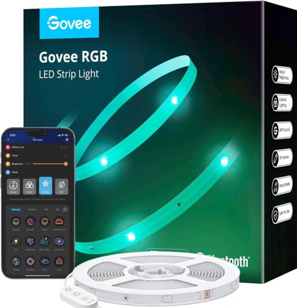Govee 100ft LED Strip Lights - RGB Bluetooth & App Control